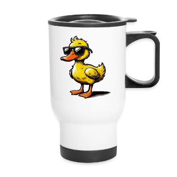 Bande dessinée de canard - Tasse isotherme avec poignée - blanc - Devant