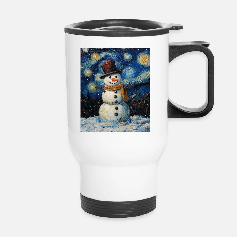 Schneemann - Thermobecher mit Tragegriff - Weiß