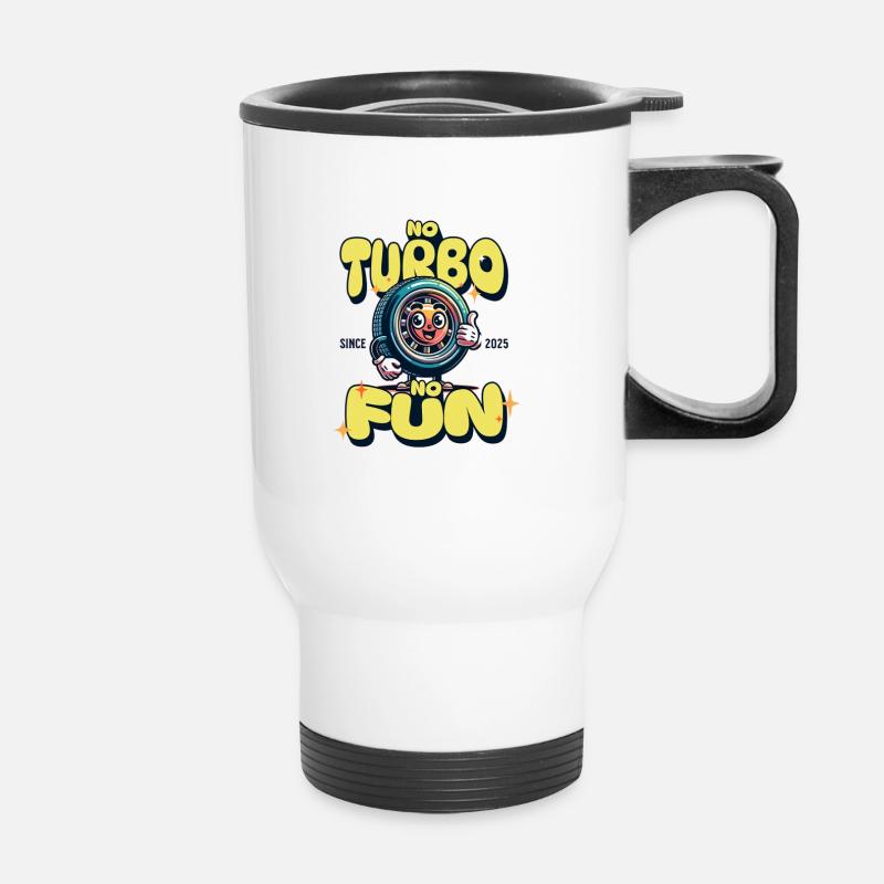No Turbo No Fun - Thermobecher mit Tragegriff - Weiß