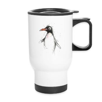 Cute Penguin - Hand Drawn Sketch Art Shirt - Thermal mug with handle - white - Front