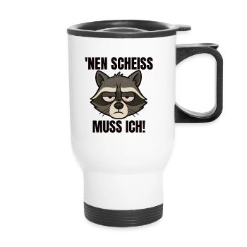 Waschbär nen Scheiss muss ich frecher Spruch - Thermobecher mit Tragegriff - Weiß - Vorne