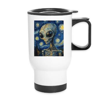 Alien nuit étoilée style van gogh - Tasse isotherme avec poignée - blanc - Devant