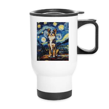 Berger Australien Chien nuit étoilée van gogh - Tasse isotherme avec poignée - blanc - Devant