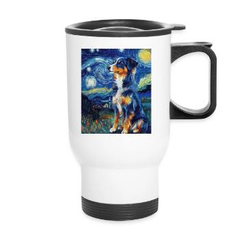 Berger Australien Chien nuit étoilée van gogh - Tasse isotherme avec poignée - blanc - Devant