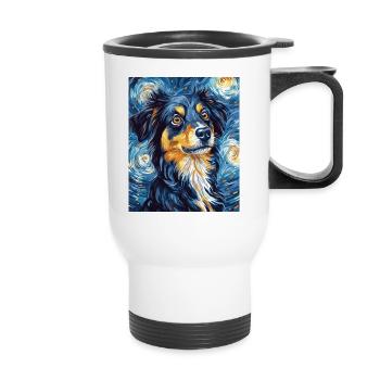 Berger Australien Chien Nuit étoilée van - Tasse isotherme avec poignée - blanc - Devant
