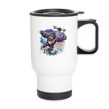 Gorilla Drone Kids Funny - Thermal mug with handle - white - Front