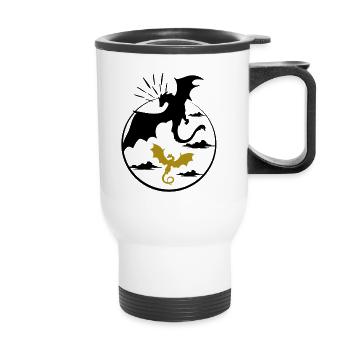 Mysterious Golden Dragon - Thermal mug with handle - white - Front
