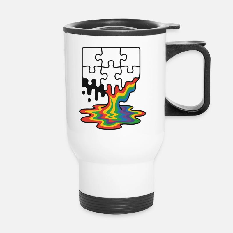 Rainbow Melt Puzzle Splash - Tasse isotherme avec poignée - blanc
