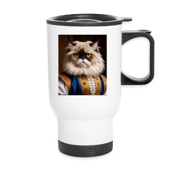 Royal Velvet Paw – The Aristocrat Cat - Thermal mug with handle - white - Front