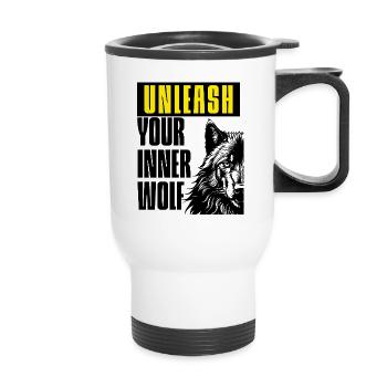 Unleash the wolf - Thermal mug with handle - white - Front