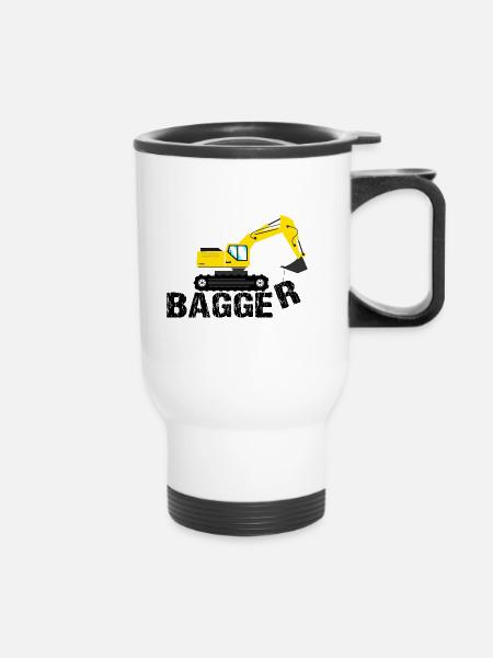 Bagger - Thermobecher mit Tragegriff - Weiß