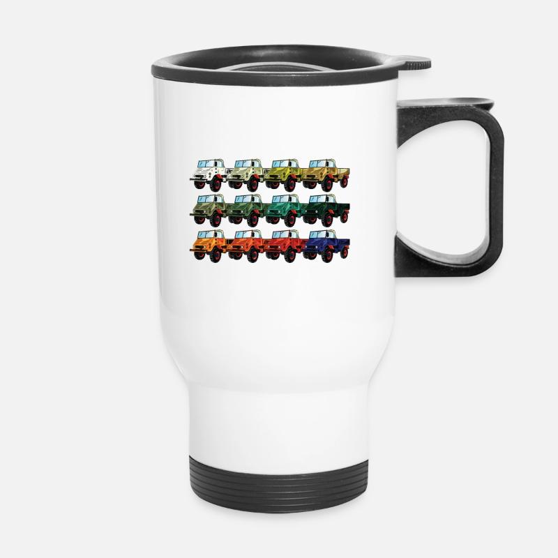 Palette de couleurs Unimog - Oldtimer - Arc-en-ciel différent - Tasse isotherme avec poignée - blanc