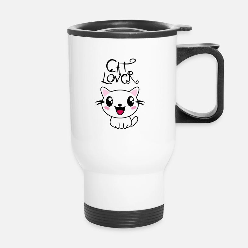 cat lovers - Thermal mug with handle - white