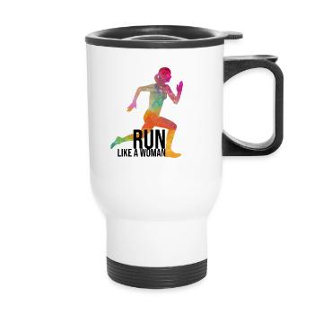 Run like a woman - Thermal mug with handle - white - Front