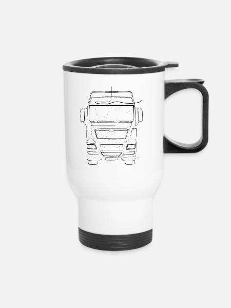 LKW Trucker Lastwagen - Thermobecher mit Tragegriff - Weiß