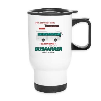 Busfahrer Geschenk • Wahnsinn Superkraft Shirt - Thermobecher mit Tragegriff - Weiß - Vorne