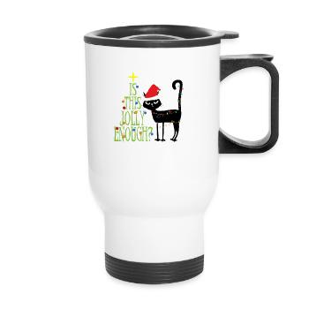 Anti Weihnachten Katze Ugly Christmas Geschenke - Thermobecher mit Tragegriff - Weiß - Vorne