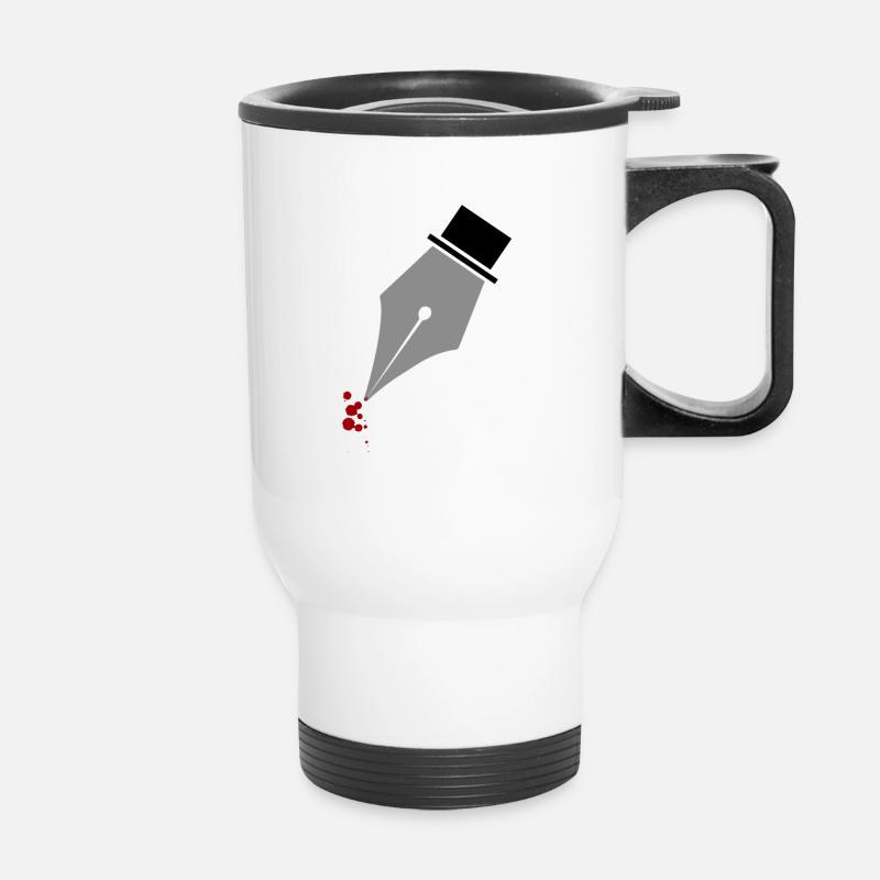 Fountain pen writer author gift - Thermal mug with handle - white