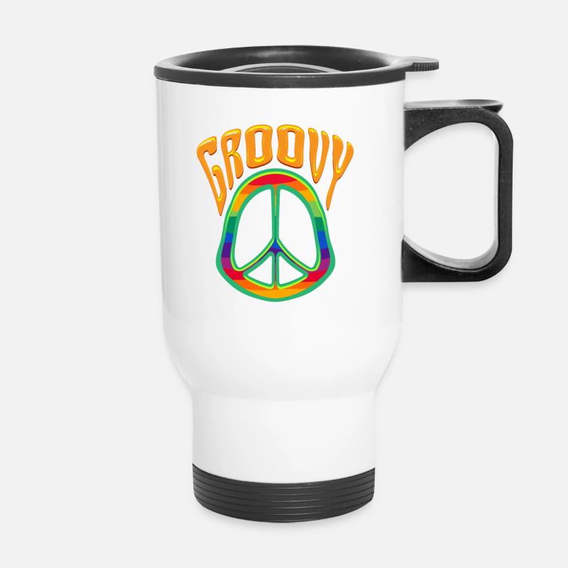 Peace love peace sign - Thermal mug with handle - white