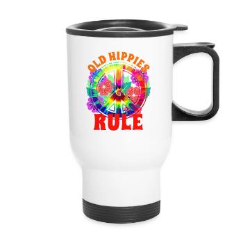 Signe de paix hippie fleurs - Tasse isotherme avec poignée - blanc - Devant