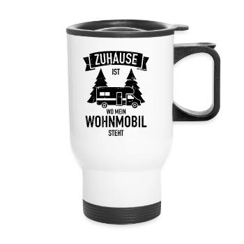 Wohnmobil - Thermobecher mit Tragegriff - Weiß - Vorne