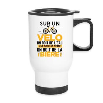 Vélo Humour Homme Cycliste Cadeau Retraite - Tasse isotherme avec poignée - blanc - Devant