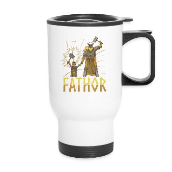 Fathor Viking Dad Valkyrie Warrior Axe Father's Day - Thermal mug with handle - white - Front
