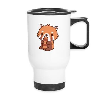 Mignon petit panda roux mordant sur la queue - Tasse isotherme avec poignée - blanc - Devant
