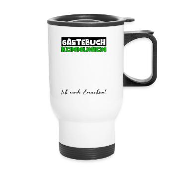 Gästebuch Kommunion Mädchen Jungen Erstkommunion - Thermobecher mit Tragegriff - Weiß - Vorne