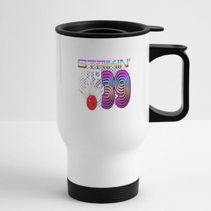 Frapper dans 39 Bowling Bowler 39e anniversaire Tasse isotherme avec poignée