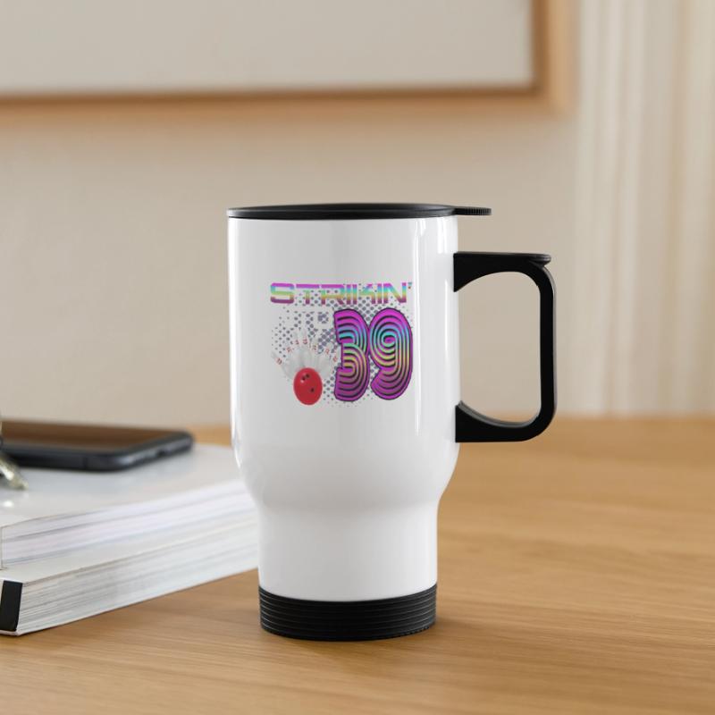 Frapper dans 39 Bowling Bowler 39e anniversaire Tasse isotherme avec poignée
