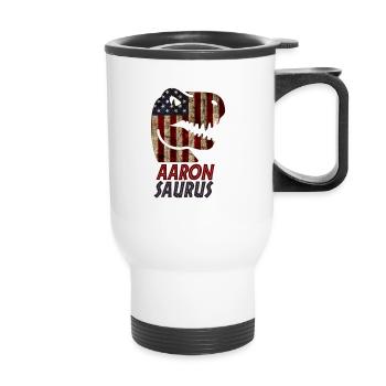 Patriotic Aaron Dinosaur Aaronsaurus - Thermal mug with handle - white - Front