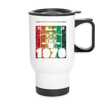 Best Of 70's Geboren 1970 Klassisches Motorrad - Thermobecher mit Tragegriff - Weiß - Vorne