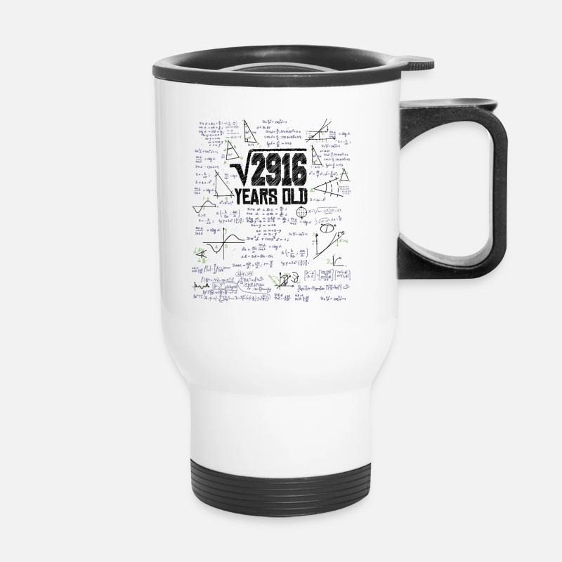 Quadratwurzel von 2916 Mathe Nerd 54. Geburtstag - Thermobecher mit Tragegriff - Weiß
