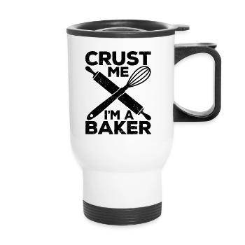 Funny bread baker - Thermal mug with handle - white - Front