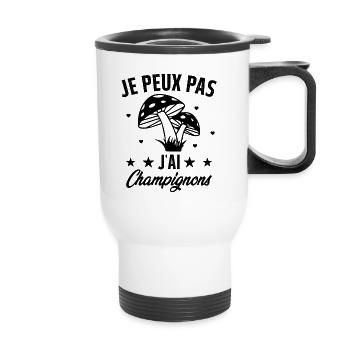je peux pas j'ai champignons humour - Tasse isotherme avec poignée - blanc - Devant