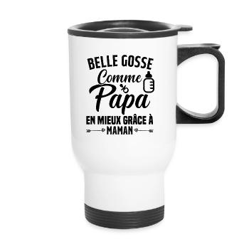 Belle Gosse Comme Papa Cadeau Belle Fille - Tasse isotherme avec poignée - blanc - Devant
