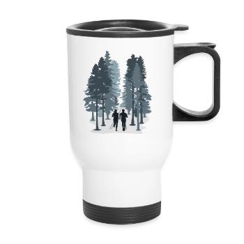 Courir, trail en forêt - Tasse isotherme avec poignée - blanc - Devant