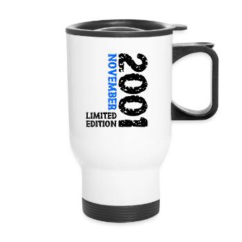 2001 November Limited Edition 22. Geburtstag Deko - Thermobecher mit Tragegriff - Weiß - Vorne