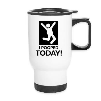 I pooped today - Thermobecher mit Tragegriff - Weiß - Vorne