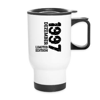 1997 Dezember Limited Edition 26. Geburtstag Deko - Thermobecher mit Tragegriff - Weiß - Vorne