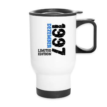 1997 Dezember Limited Edition 26. Geburtstag Deko - Thermobecher mit Tragegriff - Weiß - Vorne