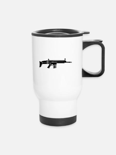 Gewehr - Thermobecher mit Tragegriff - Weiß
