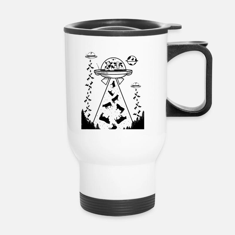 Cows are aliens - Thermobecher mit Tragegriff - Weiß