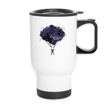 Parachute thunderstorm skydive skydiving lightning - Thermal mug with handle - white - Front