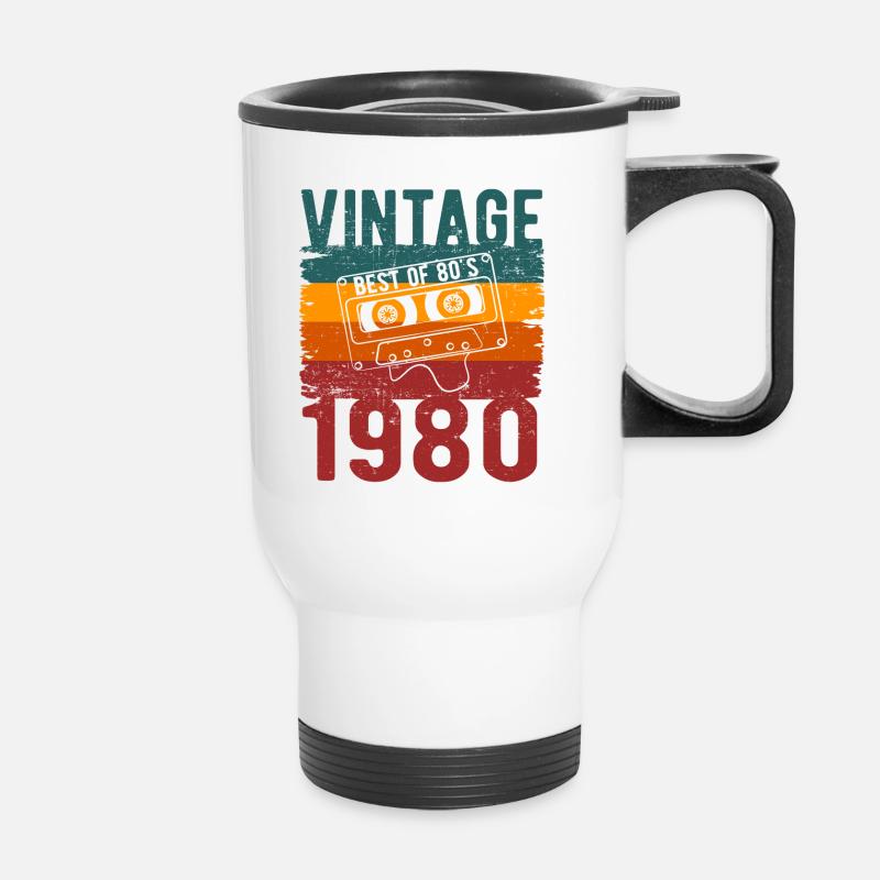 Vintage 1980 retro 40.Geburtstag Geschenk - Thermobecher mit Tragegriff - Weiß