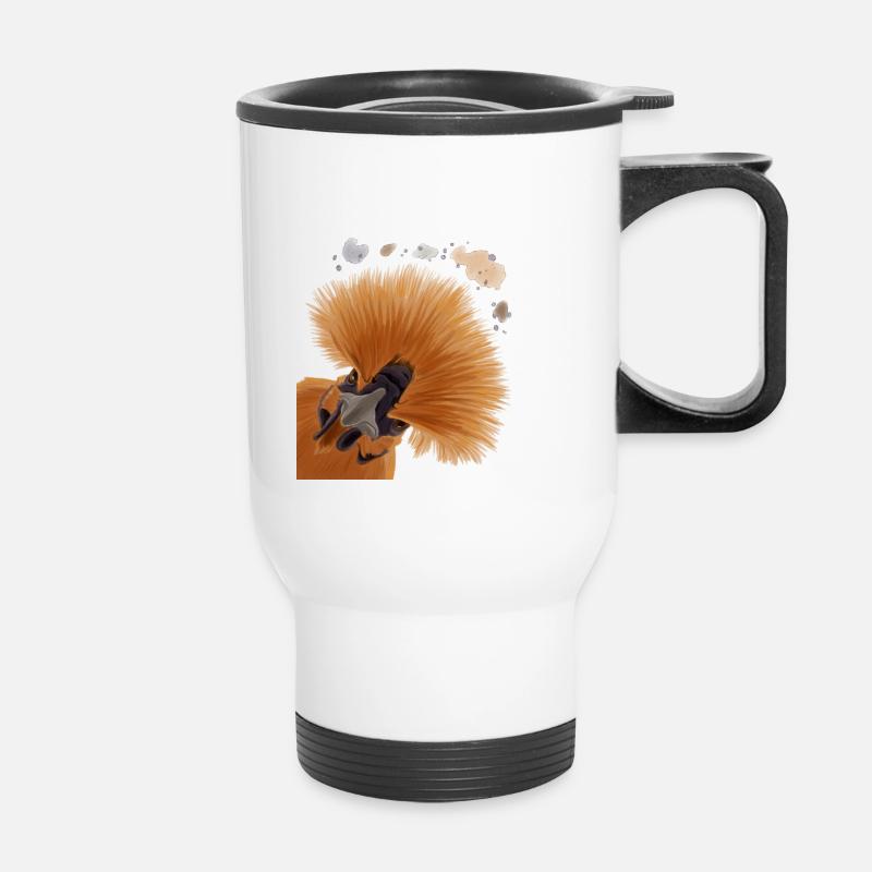 Funny Curious Silkie Chicken - Thermal mug with handle - white