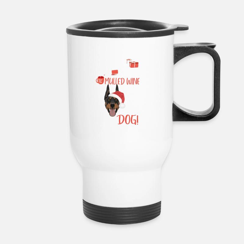 Doberman glögg jul - Termosmugg med handtag - vit