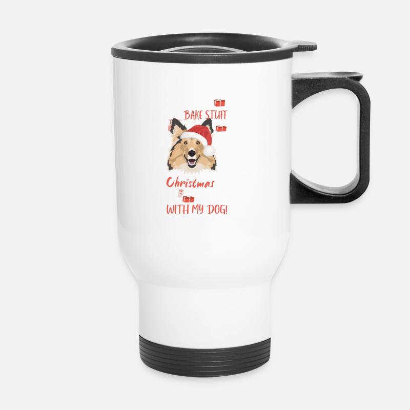 Shetland Sheepdog Merry Christmas - Thermal mug with handle - white