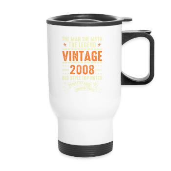 2008 Jubiläumsgeschenk Jahrgang 2008 Vintage 2008 - Thermobecher mit Tragegriff - Weiß - Vorne